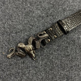 Punk Style Metal Sheep Head Rivet Belt, Vintage Distressed Unisex Strap, Edgy Subculture Waist Chain, Sheep Head Design, 3.8cm Width, 115cm Length, Christmas & Halloween Fashion Gift