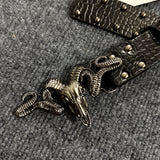 Punk Style Metal Sheep Head Rivet Belt, Vintage Distressed Unisex Strap, Edgy Subculture Waist Chain, Sheep Head Design, 3.8cm Width, 115cm Length, Christmas & Halloween Fashion Gift