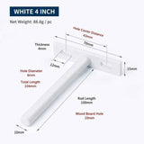 4" White Hidden T Shelf Bracket 4Pcs w/ 5x60&5x80 Screws