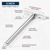 6" Nickel Hidden T Shelf Bracket 6Pcs w/ 5x60&5x80 Screws