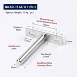 3" Nickel Hidden T Shelf Bracket 6Pcs w/ 5x60&5x80 Screws