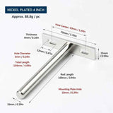 4" Nickel Hidden T Shelf Bracket 6Pcs w/ 5x60&5x80 Screws