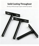 8" Black Hidden T Shelf Bracket 6Pcs w/ 5x60&5x80 Screws