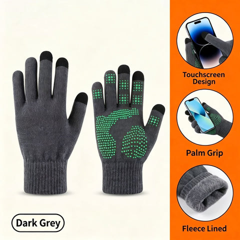 Ergonomic Shaped Anti‑Slip Touch‑Compatible Fitness Gloves Firm Hold for Motorcycle Trip Mountain Climbing 2 Pcs Dark Grey One Size Recommended Christmas Holiday Gift
