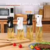 Press‑Type Atomizing Oil Sprayer Bottle Transparent Plastic Cooking Oil Dispenser for Air Fryer Fitness Portion Control 200ml White Ideal Christmas Gift