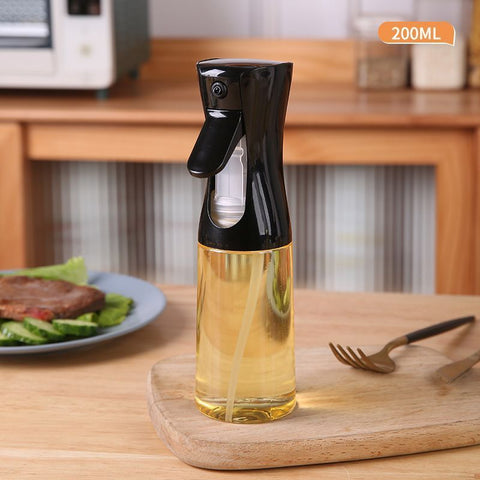 Press‑Action Oil Mist Sprayer Transparent Plastic Oil Dispenser for Air Fryer Fitness Fat‑Control Cooking 200ml Black Great Christmas Present