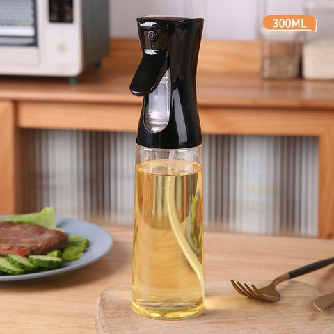 Press‑Style Mist Oil Sprayer Transparent Plastic Cooking Oil Dispenser Fitness Portion Control for Air Fryer 300ml Black Popular Christmas Holiday Gift
