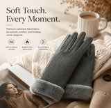 Grey Fur Cuff Women's Thermal Touch Screen Cycling Gloves In Australia - Darrahopens
