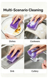 Premium Seaweed Sponge Scouring Pad Double Sided Cotton Kitchen Dish Washing Cloth Non Scratch Purple 1 Piece Ideal Christmas Gift