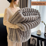 Fluffy Rabbit Fleece Standard Single Blanket Thick Milk Fleece Flannel Couch Nap Throw Medium Grey 150×200cm Suitable for Christmas Gifting In Australia - Darrahopens