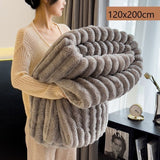 Cozy Rabbit Plush Long Nap Blanket Thickened Flannel Milk Fleece Office Leg Throw Medium Grey 120×200cm Popular Christmas Holiday Gift In Australia - Darrahopens