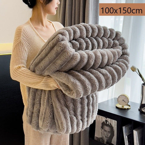 Soft Compact Rabbit Fleece Blanket Thick Flannel Travel Knee Throw Kids Blanket Medium Grey 100×150cm Perfect Christmas Gift In Australia - Darrahopens