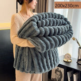 Luxury Rabbit Fleece Double Blanket Soft Flannel Milk Fleece Home Office Throw Dark Grey 200×230cm Suitable for Christmas Gifting In Australia - Darrahopens