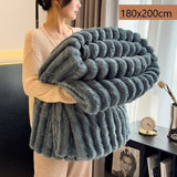 Plush Rabbit Fleece Single Wide Blanket Thick Flannel Sofa Nap Throw Dark Grey 180×200cm Popular Christmas Holiday Gift In Australia - Darrahopens