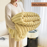 Plush Bunny Fleece Single Wide Blanket Thick Flannel Home Office Nap Throw Cream Yellow 180×200cm Great Christmas Present In Australia - Darrahopens