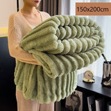 Thickened Rabbit Fleece Standard Blanket Soft Milk Fleece Office Home Nap Throw Matcha Green 150×200cm for Christmas Gifting In Australia - Darrahopens