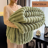 Mini Portable Rabbit Plush Blanket Thick Flannel Travel Knee Throw Kids Blanket Matcha Green 100×150cm Ideal Christmas Gift In Australia - Darrahopens