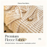 Luxury Rabbit Fleece Double Blanket Soft Flannel Milk Fleece Home Office Throw Khaki 200×230cm Great Christmas Present