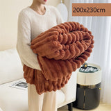 Premium Rabbit Fleece Large Blanket Thick Flannel Milk Fleece Double Bed Throw Caramel 200×230cm for Christmas Gifting In Australia - Darrahopens