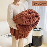 Warm Bunny Plush Single Large Blanket Thick Flannel Sofa Nap Throw Gift Caramel 180×200cm Recommended Christmas Holiday Gift In Australia - Darrahopens