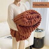 Thickened Rabbit Fleece Standard Blanket Soft Milk Fleece Office Home Nap Throw Caramel 150×200cm Ideal Christmas Gift In Australia - Darrahopens