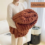 Fluffy Bunny Fleece Nap Blanket Thickened Flannel Milk Fleece Office Leg Throw Caramel 120×200cm Nice Christmas Present In Australia - Darrahopens
