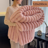Cozy Rabbit Plush Long Nap Blanket Thick Flannel Milk Fleece Office Leg Cover Dusty Pink 120×200cm Popular Christmas Holiday Gift In Australia - Darrahopens