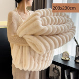 Luxury Rabbit Fleece Double Blanket Soft Flannel Milk Fleece Home Office Throw Off White 200×230cm Nice Christmas Present In Australia - Darrahopens