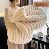 Plush Bunny Fleece Single Wide Blanket Thick Flannel Sofa Nap Throw Off White 180×200cm for Christmas Gifting In Australia - Darrahopens