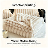Plush Bunny Fleece Single Wide Blanket Thick Flannel Sofa Nap Throw Off White 180×200cm for Christmas Gifting