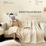 Thick Bunny Fleece Standard Blanket Warm Milk Fleece Flannel Office Nap Throw Off White 150×200cm Recommended Christmas Holiday Gift In Australia - Darrahopens