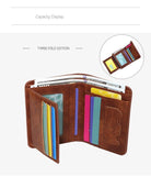 Premium Vintage PU Men Trifold Wallet Slim Short Foldable Credit Card Holder Coin Purse Black Ideal Christmas Gift