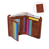 Retro Style PU Leather Men Trifold Wallet Compact Short Card Organizer Coin Pocket Brown Great Christmas Present In Australia - Darrahopens