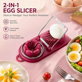 Red 2-in-1 Stainless Steel Egg Slicer Effortless Slicing Perfect for Brunch In Australia - Darrahopens