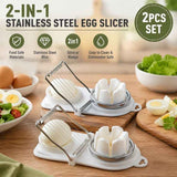 White 2-in-1 Stainless Steel Egg Slicer 2Pcs Mess Free Easy Egg Cutting In Australia - Darrahopens