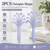 Light Purple Octopus Scalp Massage Brush Gentle Volumising Wet & Dry 2Pcs In Australia - Darrahopens