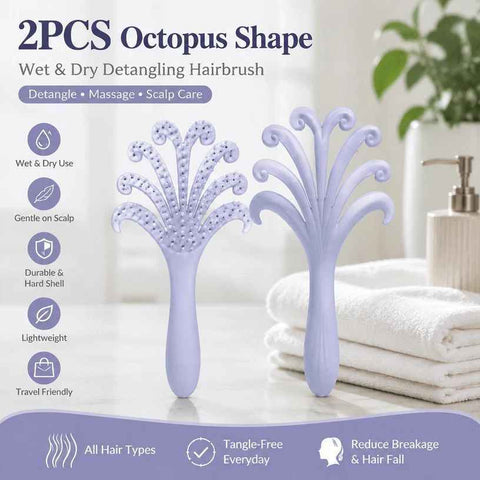 Light Purple Octopus Scalp Massage Brush Gentle Volumising Wet & Dry 2Pcs In Australia - Darrahopens