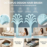 Light Blue Octopus Scalp Massage Brush Gentle Volumising Wet & Dry 2Pcs In Australia - Darrahopens