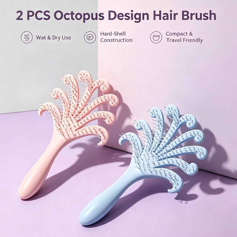 Light Pink & Light Blue Octopus Scalp Brush 2Pcs In Australia - Darrahopens