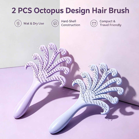 Light Purple & Light Blue Octopus Scalp Brush 2Pcs In Australia - Darrahopens
