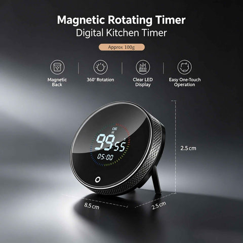 USB Rechargeable Magnetic Rotary Digital Kitchen Timer In Australia - Darrahopens
