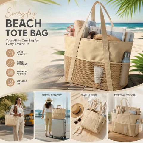 Beige Waterproof Travel Tote Large Capacity Beach Carry Bag In Australia - Darrahopens