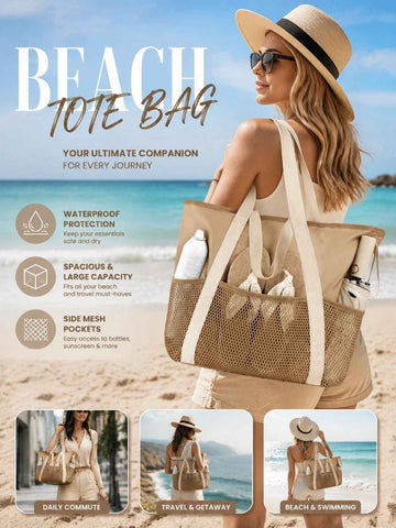 Brown Lightweight Handheld Beach Bag Water Resistant Swim Pouch In Australia - Darrahopens