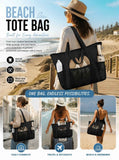 Solid Black Multi-purpose Waterproof Tote Large Beach Handbag In Australia - Darrahopens