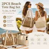 Beige & Brown Water Resistant Beach Tote Bag 2 Pieces Pack In Australia - Darrahopens
