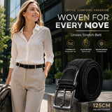Black 125cm Woven Canvas Belt Elastic Stretch Unisex Fashion Golf Trouser Belt In Australia - Darrahopens
