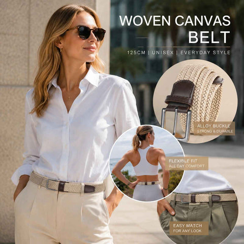 Khaki Woven Elastic Golf Belt 125cm Stretch Canvas Unisex Trouser Strap In Australia - Darrahopens