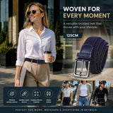 Navy Blue 125cm Canvas Waist Belt Elastic Woven Stretch Fashion Golf Strap In Australia - Darrahopens