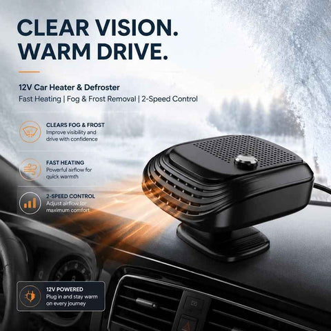 12V Black Portable Car Heater Fast Warm In-Car Heating Device In Australia - Darrahopens