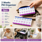 Press Type 14 Grid Tablet Storage Box Independent Compartments Travel Pill Case 2Pcs In Australia - Darrahopens